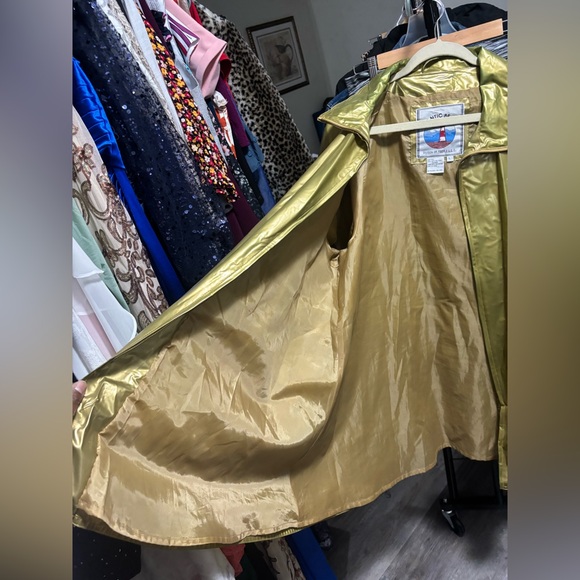ATLANTIC BEACH Gold Metallic PVC Flare Raincoat - Picture 7 of 8